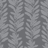 Vector seamless pattern with silhouettes of acacia flowering branch. Grayscale pattern