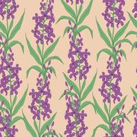 Seamless vector botanical pattern in ecologic style with hairy willowherb plant. Flowers and herbs. For textiles, fabrics, covers, wallpapers, print, wrapping gift