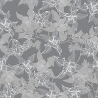 Seamless vector pattern with grayscale columbine floewrs. T-shirt design, textiles, fabrics, covers, wallpapers, print, wrapping gift