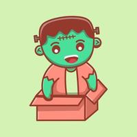 Cute Frankenstein Character in a box vector art design