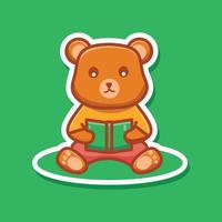 Cute Bear reading a book vector illustration Sticker