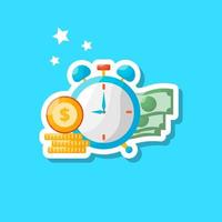 Time with Money Business illustration sticker vector