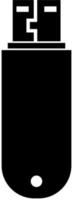 The icon of a computer device with flash drive technology, black silhouette. Highlighted on a white background. Vector illustration.