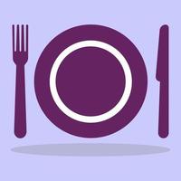 Tableware. Fork, plate, knife. Illustration in a flat style. vector