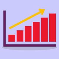 Graph of growth dynamics. Color line of financial growth and analytics. vector