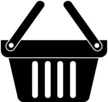 Shopping cart icon in the store, black silhouette. Highlighted on a white background. Vector illustration.