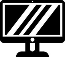 Computer monitor display icon, black silhouette. Highlighted on a white background. vector
