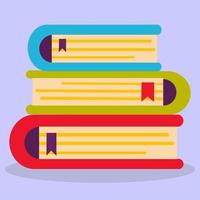 un conjunto de elementos comerciales. libros de colores uno encima del otro. un conjunto de iconos de libros en un diseño plano. vector