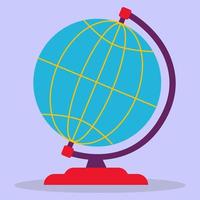 The globe of the planet Earth on a stand. Flat globe illustration. The globe. Vector illustration. The planet icon.