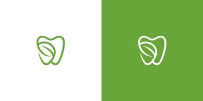 Dental leaf logo vector icon line illustration