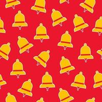 Seamless pattern in the form of golden bell stickers on a red background. vector