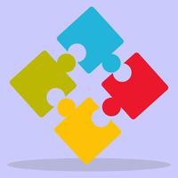 The icon of the flat image of the puzzle. Business icons with the image of a multi-colored puzzle. vector