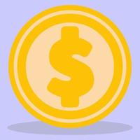 Metal money. A gold coin. The image is made in a flat style. Vector illustration. A series of business icons.