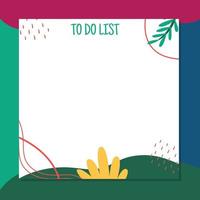 Modern spring Botanical summer flat to-do list template vector