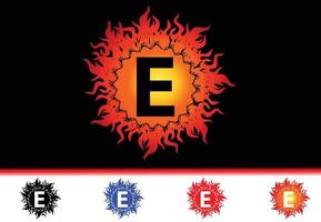 Plantilla de diseño de logotipo e icono de letra E de fuego vector