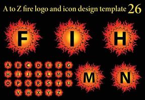 Fire A to Z letter logo and icon design template vector