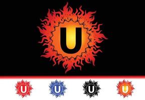 Fire U Letter Logo And Icon Design Template vector