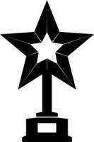 Golden bowl icon in the shape of a star, black silhouette. First place. Victory. Highlighted on a white background. vector