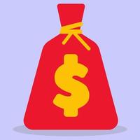 A red money bag. Flat vector icon. Money. Wealth.