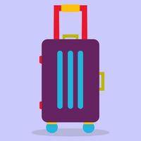 Suitcase. Travel suitcase on wheels with a large handle. The image is made in a flat style. Vector illustration. A series of business icons.