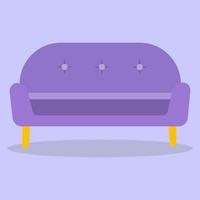 Comfortable soft sofa. Flat vector illustration of a purple sofa.