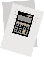 Work papers, business papers and a calculator. Illustration on a white background. Office, desktop. vector
