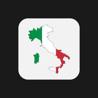 Italia mapa silueta con bandera sobre fondo blanco. vector