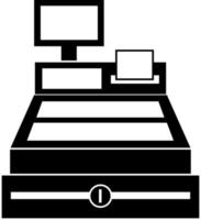 Cash register icon, black silhouette. Highlighted on a white background. vector
