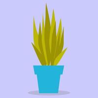 una planta verde en una maceta azul. la imagen está hecha en un estilo plano. ilustración vectorial una serie de iconos de negocios. vector