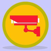 The security camera icon. A video camera in a green circle. The image is made in a flat style. vector