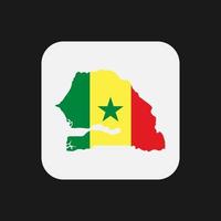 Silueta de mapa de Senegal con bandera sobre fondo blanco. vector