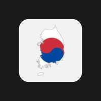 Corea del Sur mapa silueta con bandera sobre fondo blanco. vector