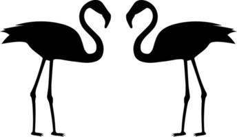 Black silhouette of a flamingo bird. Illustration on a white background. Two flamingo birds. vector