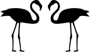 Black silhouette of a flamingo bird. Illustration on a white background. Two flamingo birds. vector