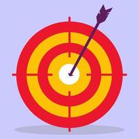 Target and arrow. Hitting the target. The image is made in a flat style. Vector illustration. A series of business icons.
