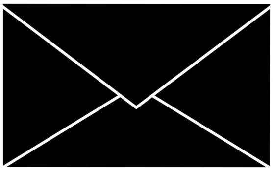 The icon is an envelope for a message or an envelope for a letter, a black silhouette. Highlighted on a white background. vector