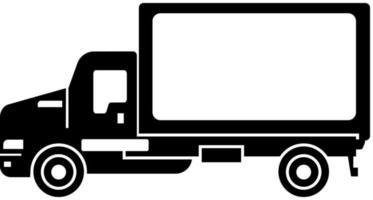 Truck icon, semi-trailer, side view , black silhouette. Highlighted on a white background. vector