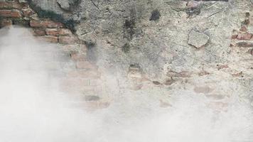 The Old brick wall with fog motion background. video