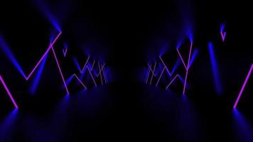 Bewegung des blauen Lasers im dunklen Raum. 3D-Darstellung. video