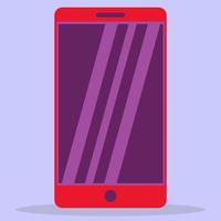 A red phone with a blank screen. vector