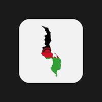 Malawi map silhouette with flag on white background vector