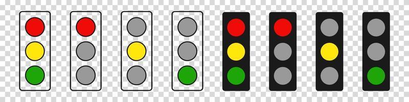Traffic lights with signal options isolated. Controller illuminated with red stop color yellow attention and green drove black off creative control implementation business vector projects