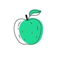 Doodle outline apple with spot. Vector illustration for packing