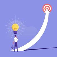 Businessman use idea to create path to the target's achievement, Business target vector concept