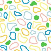 Cute seamless pattern with hand drawn multicolored shapes. Childish style vector background. Fresh modern geo print for kids apparel, scrapbooking, wallpaper