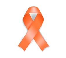 Uterine cancer awareness symbol. Peach ribbon isolated on white background vector