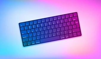 Computer keyboard. 3d vector illustration with holographic effect