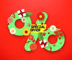 Spring and summer season sale concept. Special offer. 3d vector illustration