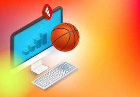 Basketball statistics in internet. Vector concept