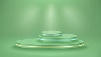 Green interior with circle platforms and spotlights. Showcase for product. vector